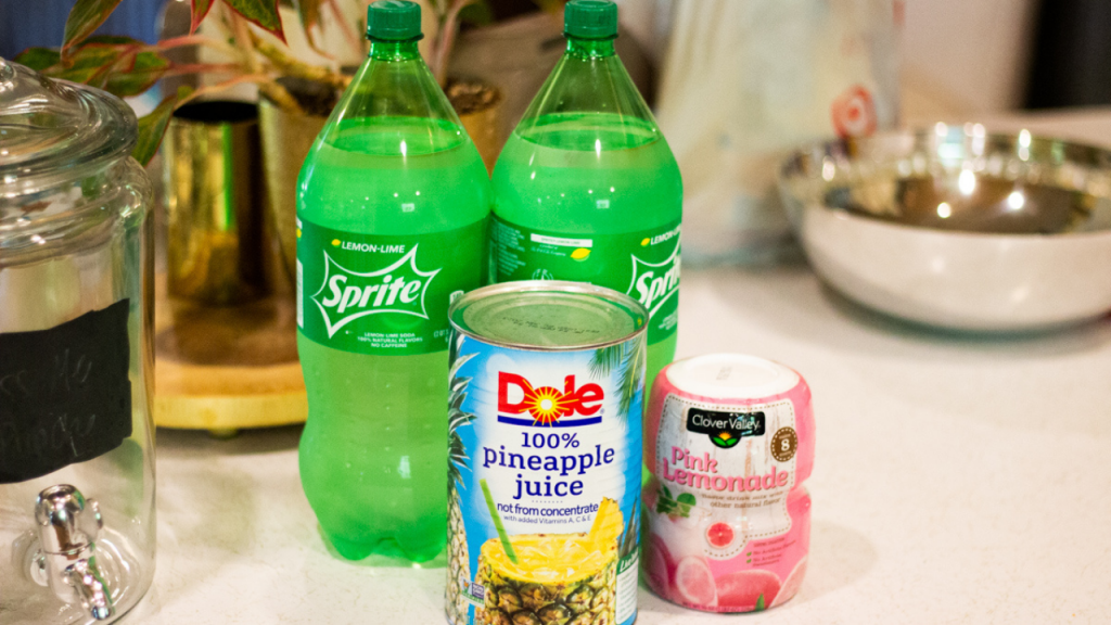 sprite and other ingredients on a kitchen counter
