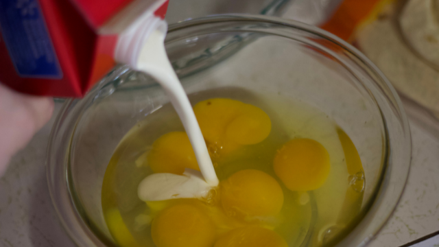 cream with eggs for overnight breakfast casserole